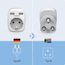 Thumbnail 5 de TESSAN Reiseadapter SĂŒdafrika Typ M mit 2 USB đ