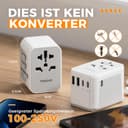 Thumbnail 3 de TESSAN Reiseadapter Weltweit mit 2 USB‑A & 3 USB‑C 🧳
