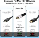 Thumbnail 3 de Mini HDMI vers HDMI 4K@60HZ câble tressé pour appareils 📷