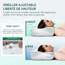 Thumbnail 1 de Oreiller TESQ ergonomique 2 en 1, 60 x 40 x 9 cm ⌚