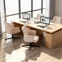 Thumbnail 3 de MEUBLE COSY Sedia da ufficio girevole regolabile in velluto beige 🪑