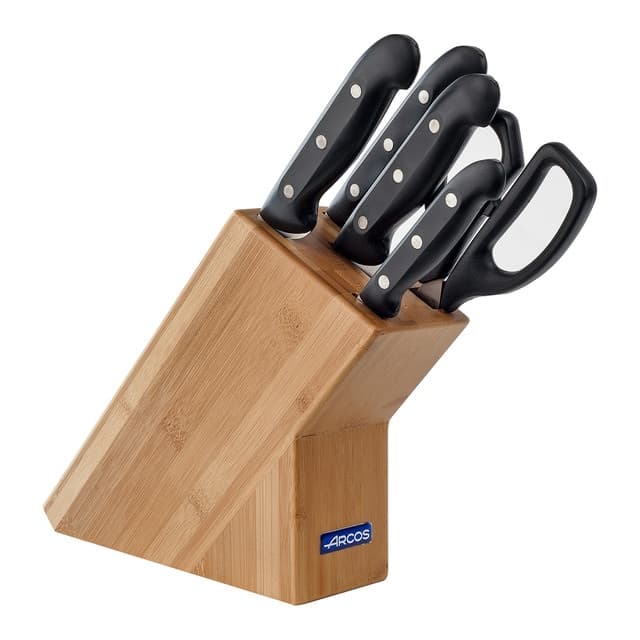 Imagen de Arcos Maître — Taco de bambú 4 cuchillos y tijera 🍴 en OfertitasTOP