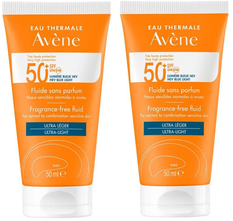 Imagen de Avène Solar Fluido SPF50+ 2x50 ml para piel normal o mixta en OfertitasTOP
