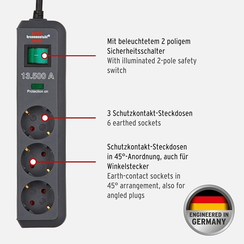 Imagen de Brennenstuhl Eco-Line regleta 3 tomas, 1,5 m 📺 en OfertitasTOP