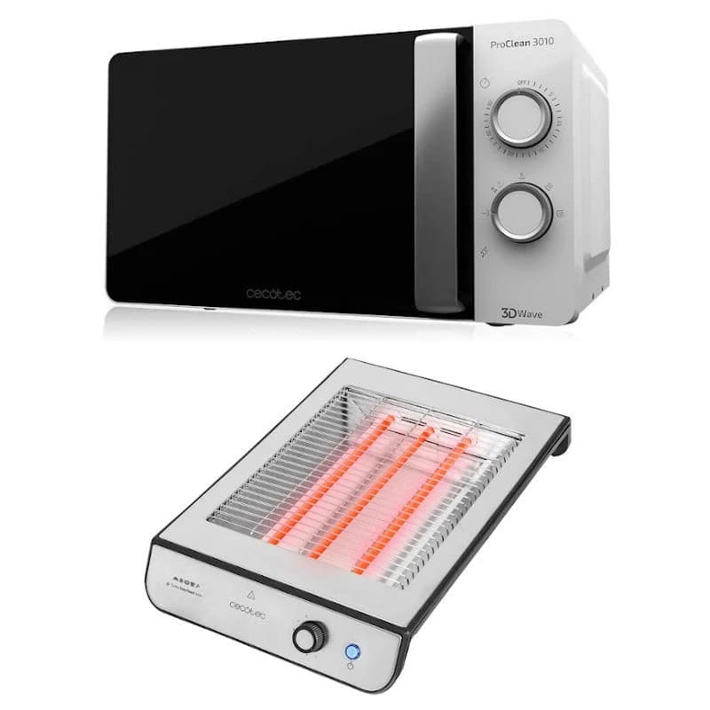 Imagen de Cecotec Pack ProClean 3010 Microondas 20L 700W + Turboeasy Toast Inox Tostador 900W en OfertitasTOP