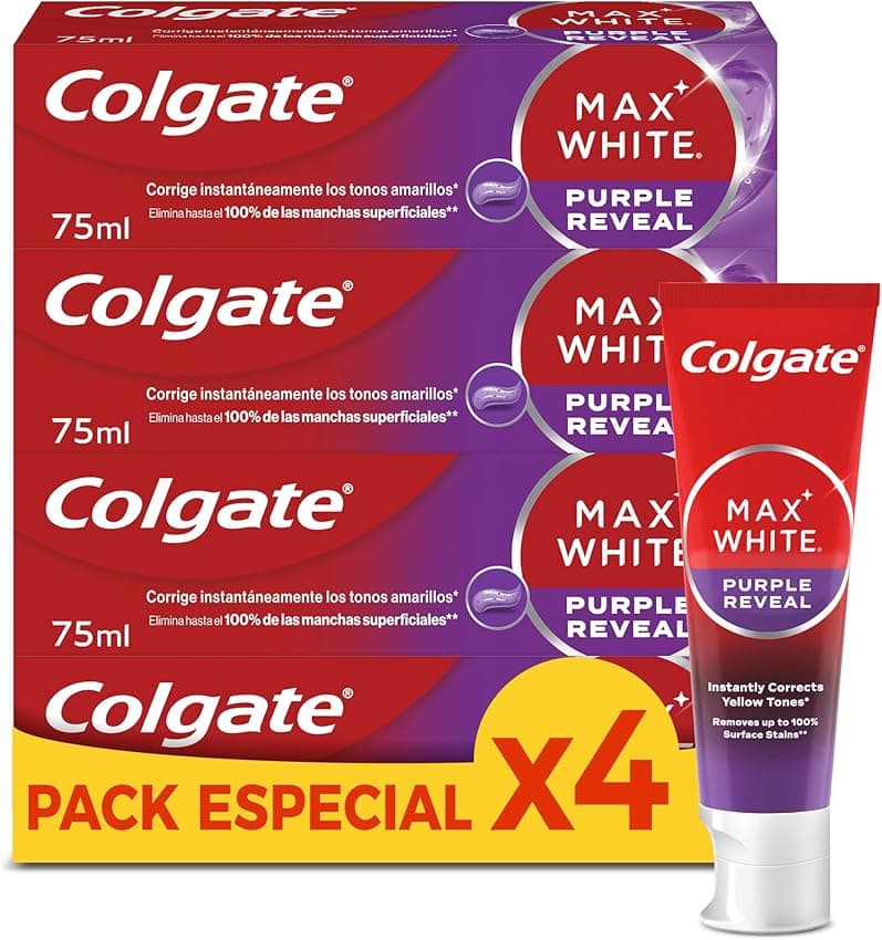Imagen de Colgate Max White Purple Reveal Pasta blanqueadora 4 x 75 ml 🪥 en OfertitasTOP