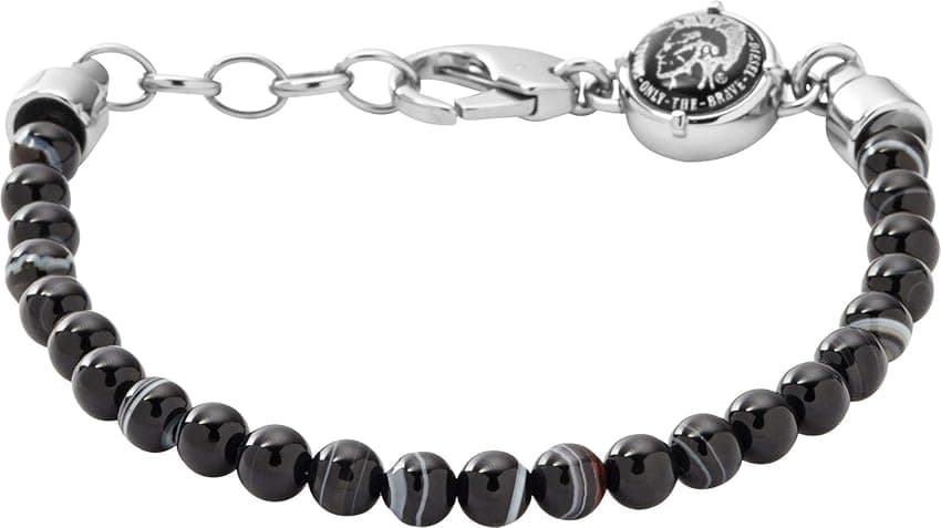 Imagen de Diesel Pulsera de hombre cuentas semipreciosas, negro y plata ⌚ en OfertitasTOP