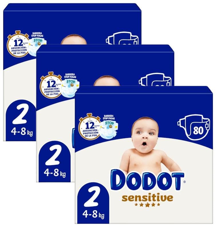 Imagen de Dodot Pañales Sensitive T2 3x80 uds, 4–8 Kg en OfertitasTOP
