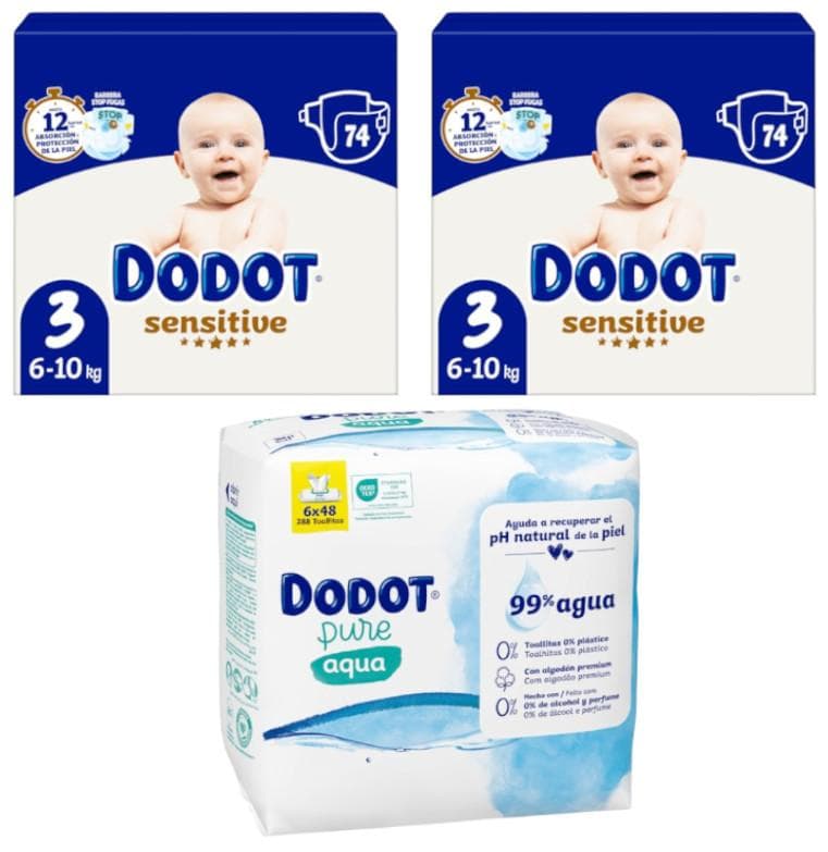 Imagen de Dodot Pañales Sensitive T3 2x74 uds 😄 en OfertitasTOP