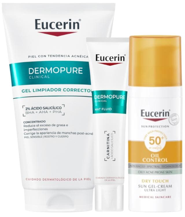 Imagen de Eucerin DermoPure Gel Triple Efecto 150 ml + Fluido 40 ml: rutina SPF50+ en OfertitasTOP