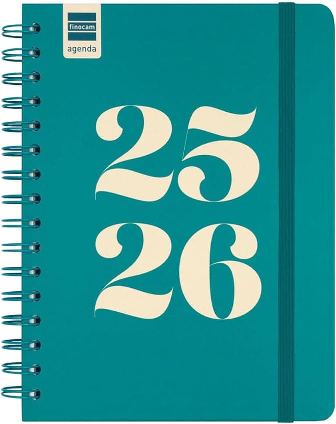 Imagen de Finocam Agenda Cosmo Curso 2025‑2026 Semana vista horizontal 12 meses Aqua en OfertitasTOP