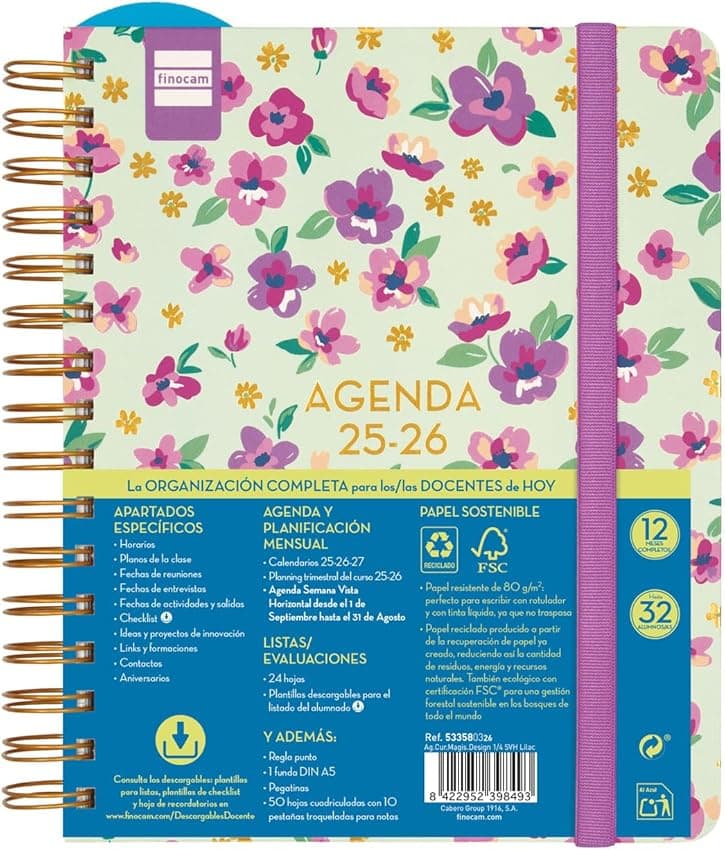 Imagen de Finocam Agenda Docente Magistral Design 12 meses Lilac en OfertitasTOP