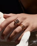 Thumbnail 1 de Ginette NY Anillo Cocktail Oro y Piedra Fumé ✨