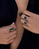 Thumbnail 1 de Ginette NY Anillo Disc Rings en oro y obsidiana negra 🖤