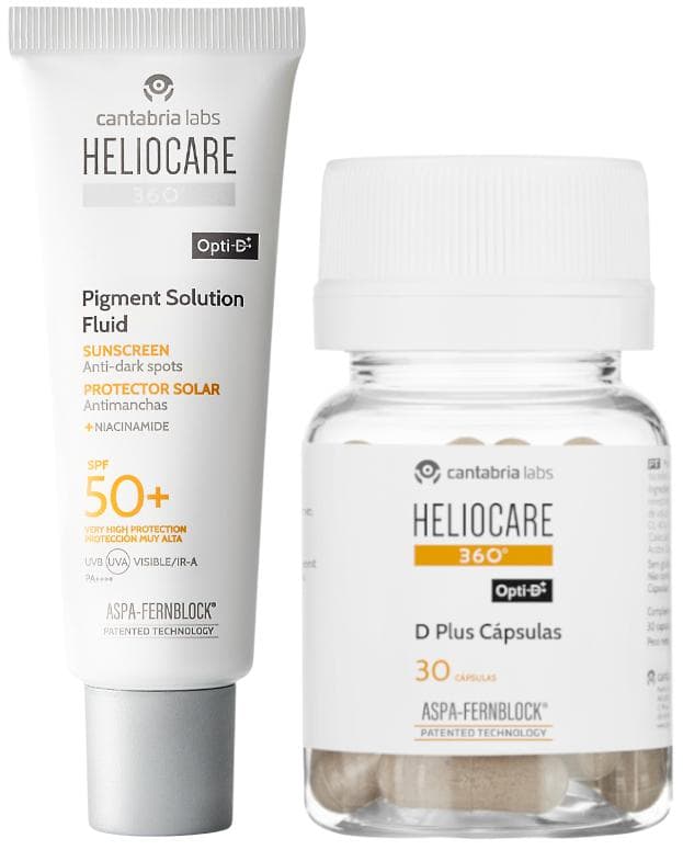 Imagen de Heliocare 360 Pigment Fluido SPF50+ y D Plus Caps 💧 en OfertitasTOP