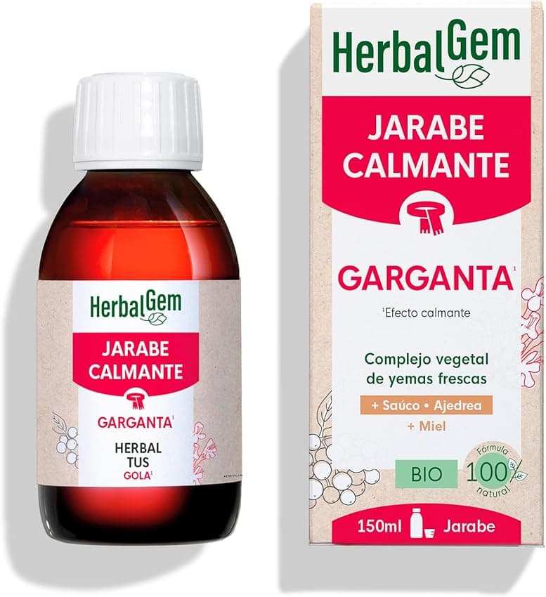 Imagen de HERBALGEM Jarabe Calmante Garganta Orgánico 150ml 🌿 en OfertitasTOP