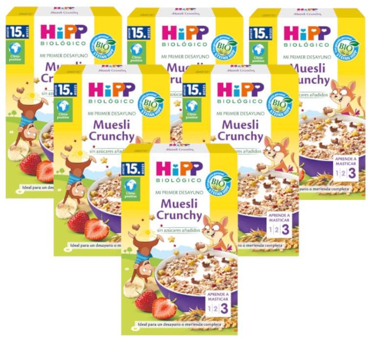 Imagen de HiPP Biológico Mi Primer Desayuno Muesli Crunchy +15m 6x200 g en OfertitasTOP