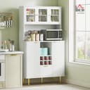 Thumbnail 1 de HOMCOM Alacena de Cocina con Vidrio y Botellero 🏡