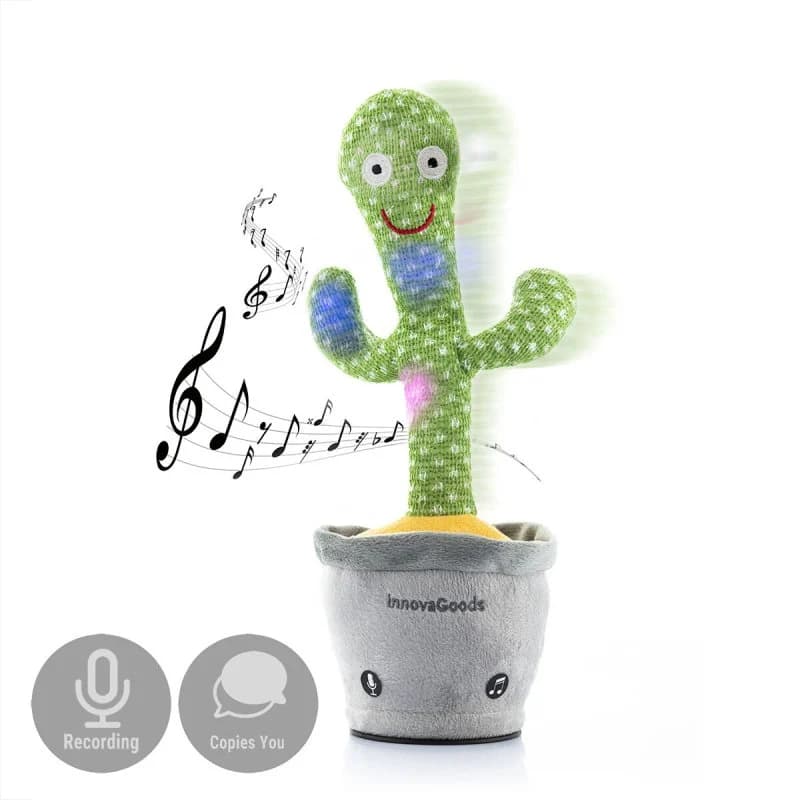 Imagen de Innovagoods Cactus Bailarín Parlanchín recargable con LED multicolor en OfertitasTOP