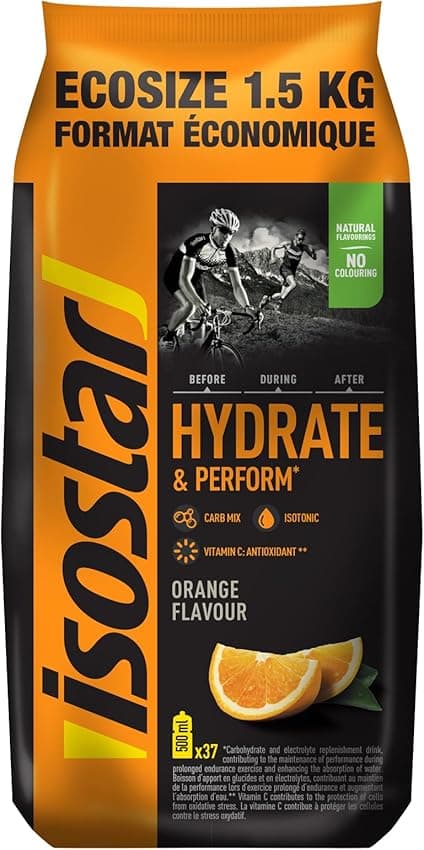 Imagen de Isostar Hydrate & Perform 🥤 1.5 kg - Bebida isotónica naranja en OfertitasTOP