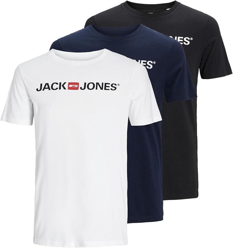 Imagen de JACK & JONES Jjecorp 3pk Camisetas S/S - Estilo Versátil 👕 en OfertitasTOP