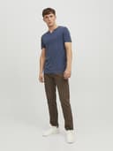 Thumbnail 4 de JACK & JONES Jjesplit Neck SS Tee, Navy Blazer 👕