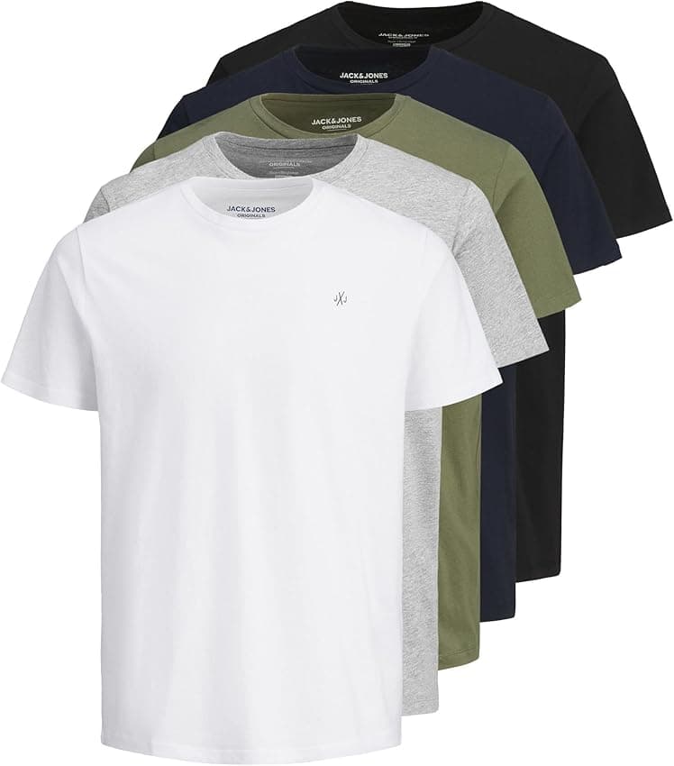 Imagen de Jack & Jones Jorjxj tee SS Crew Neck Camiseta XL, pack 5 👕 en OfertitasTOP