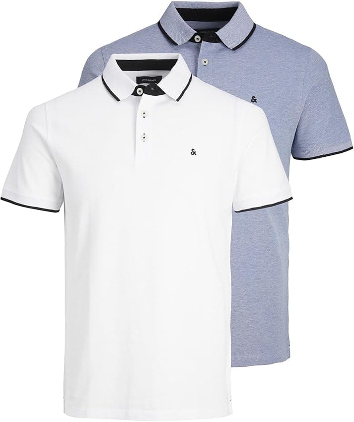 Imagen de Jack & Jones Polo SS 2pk Hombre, Bright Cobalt/Blanco 🧢 en OfertitasTOP