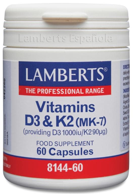Imagen de Lamberts Vitamina D3 1000 UI y K2 90 mg, 60 cápsulas 💊 en OfertitasTOP