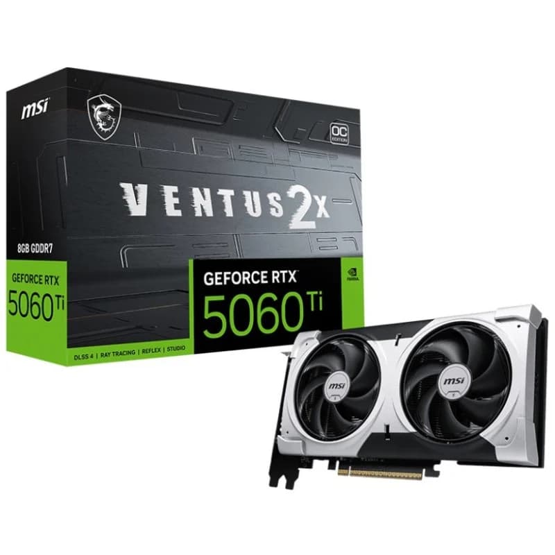 Imagen de MSI GeForce RTX 5060 Ti VENTUS 2X OC PLUS 8GB GDDR7 1× HDMI y 3× DisplayPort 📷 en OfertitasTOP