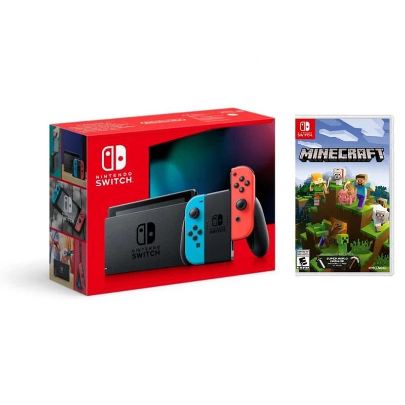 Imagen de Nintendo Switch Pack Azul Neón/Rojo Neón + Minecraft 📺 en OfertitasTOP
