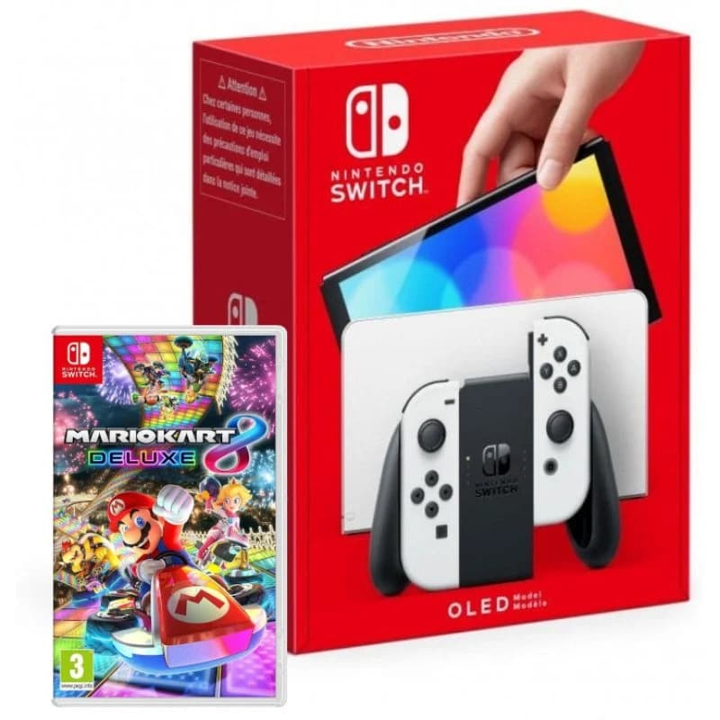 Imagen de Nintendo Switch OLED Blanca — Mario Kart 8 Deluxe 1 juego en OfertitasTOP