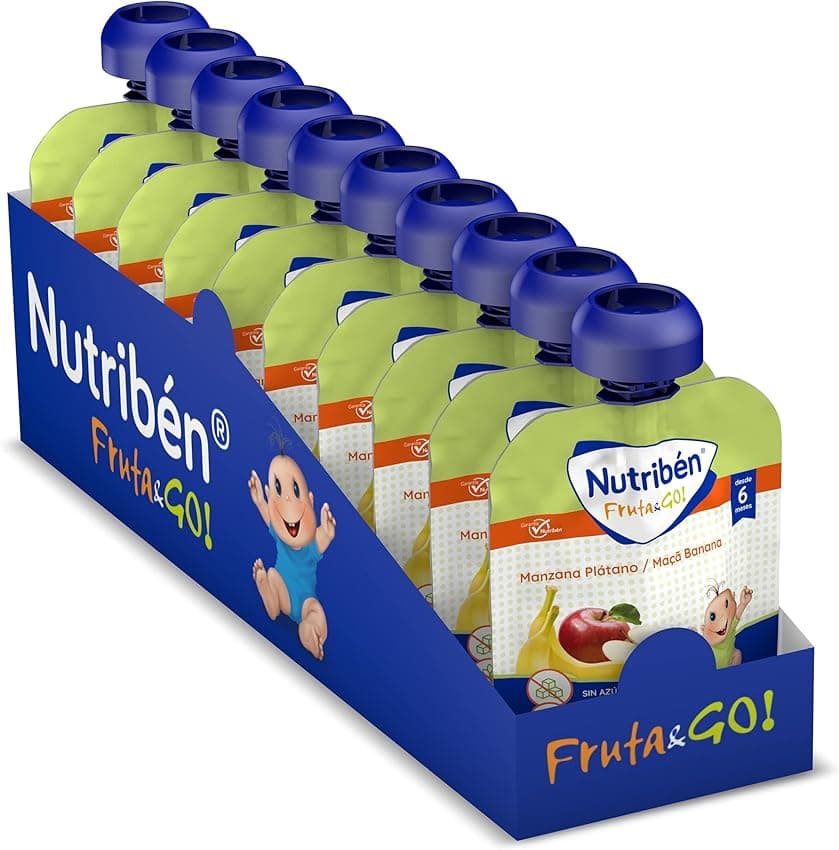 Imagen de Nutribén Fruta And Go 🍎🍌 Puré Natural, 10x90g en OfertitasTOP