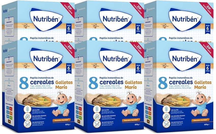 Imagen de Nutribén Papilla 8 Cereales con Galletas Maria 🍼 6x600g Sin Azúcar en OfertitasTOP