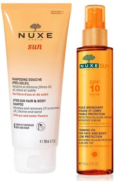 Imagen de Nuxe Sun Gel-Champú Aftersun 200 ml y Aceite Bronceador SPF10 Spray 150 ml en OfertitasTOP