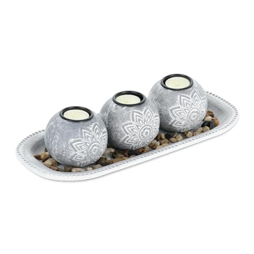 Imagen de Relaxdays Set portavelas 35 cm con 3 velas 🕯️ en OfertitasTOP