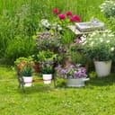 Thumbnail 1 de Relaxdays Soporte para 3 macetas Ø 9 cm, hierro y madera 🌿