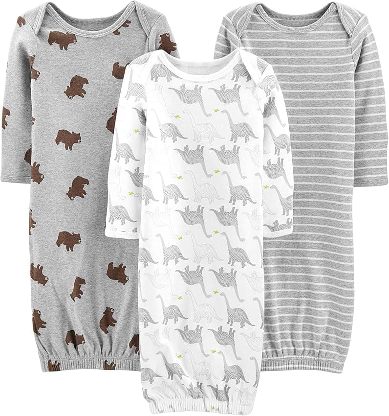 Imagen de Simple Joys by Carter's 3-Pack Neutral Cotton Sleeper Gown 0 meses 👶 en OfertitasTOP