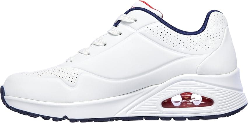 Imagen de Skechers Uno Zapatillas Mujer, White Durabuck Navy Red 👟 en OfertitasTOP