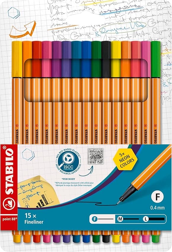 Imagen de STABILO point 88 — estuche 15 colores neón 🖊️ en OfertitasTOP