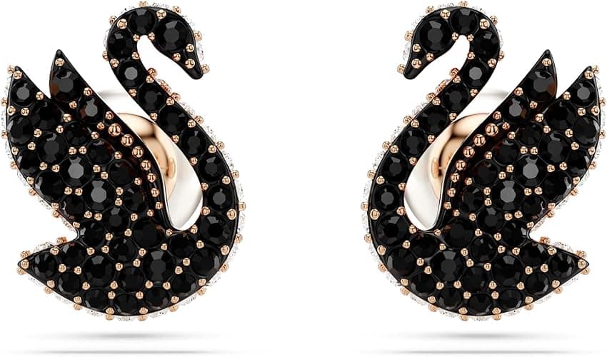Imagen de Swarovski Pendientes Swan perla cristal negros en OfertitasTOP