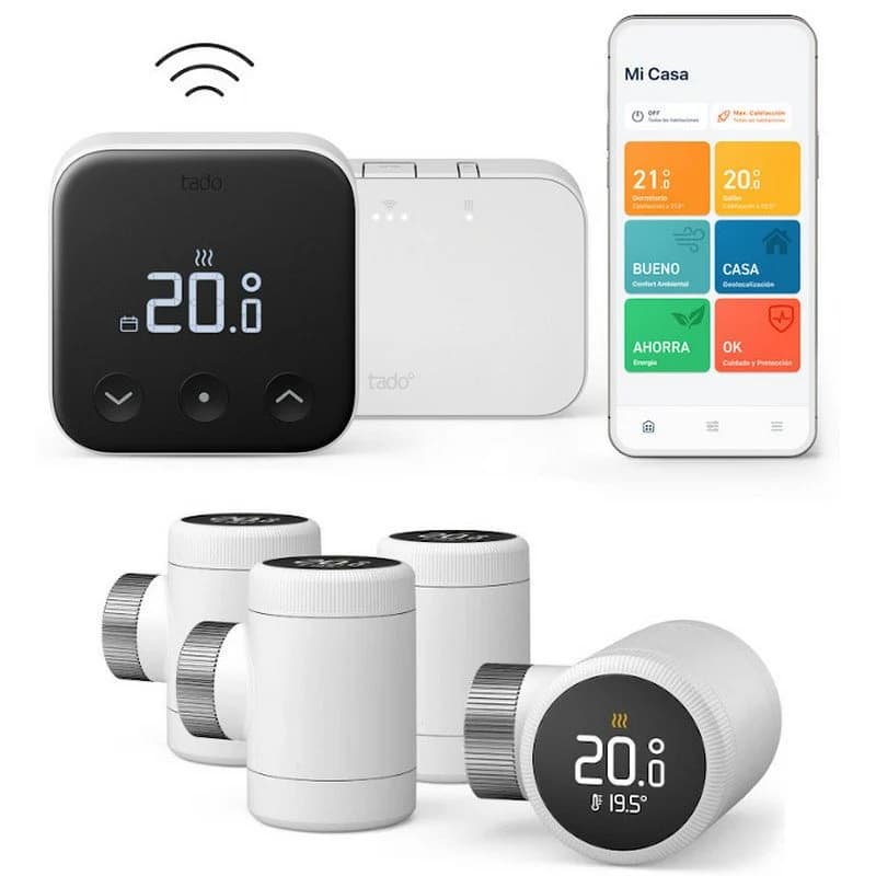 Imagen de Tado Kit Inicio Termostato Inteligente Inalámbrico + 4 Cabezales 🌡️ en OfertitasTOP