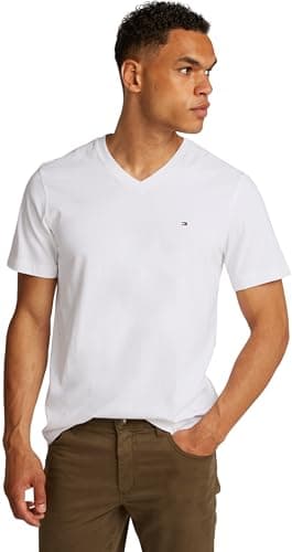 Imagen de Tommy Hilfiger camiseta de manga corta Essential tee de cuello pico blanco L en OfertitasTOP