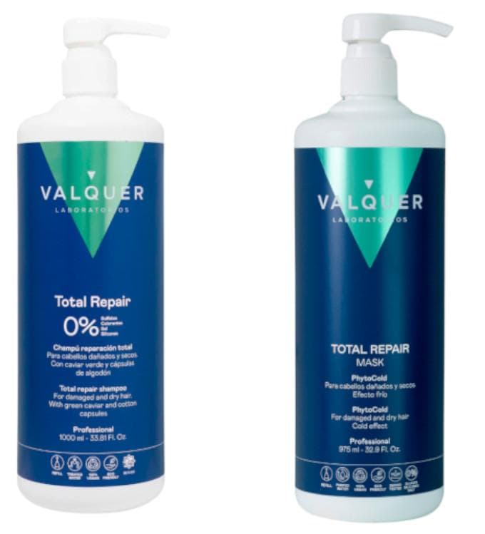 Imagen de Valquer Pack Reparación Total Champú 1 L + Mascarilla 975 ml 🧴 en OfertitasTOP