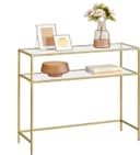 Thumbnail principal de VASAGLE Mesa de Consola Dorada con Vidrio Templado ✨