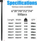 Thumbnail 1 de DUNSOO 500 Pack Black Cable Ties, 200mm x 4.8mm Premium Nylon Zip Ties, Heavy Duty Tie Wraps for Wire Management, Home, Garden, Office and DIY
DUNSOO 500 Pack Black Cable Ties, 200mm x 4.8m…