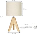 Thumbnail 2 de EDISHINE 36cm wood bedside table lamp with linen shade 🛋️