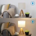 Thumbnail 3 de EDISHINE 36cm wood bedside table lamp with linen shade 🛋️
