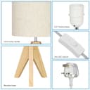 Thumbnail 5 de EDISHINE 36cm wood bedside table lamp with linen shade 🛋️