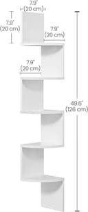 Thumbnail 2 de VASAGLE LBC72WT 5-tier corner shelf for decor 🪑